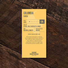 dunn brothers coffee colombia cauca bean card