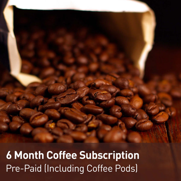 6 month pre-paid coffee subscription with coffee pod